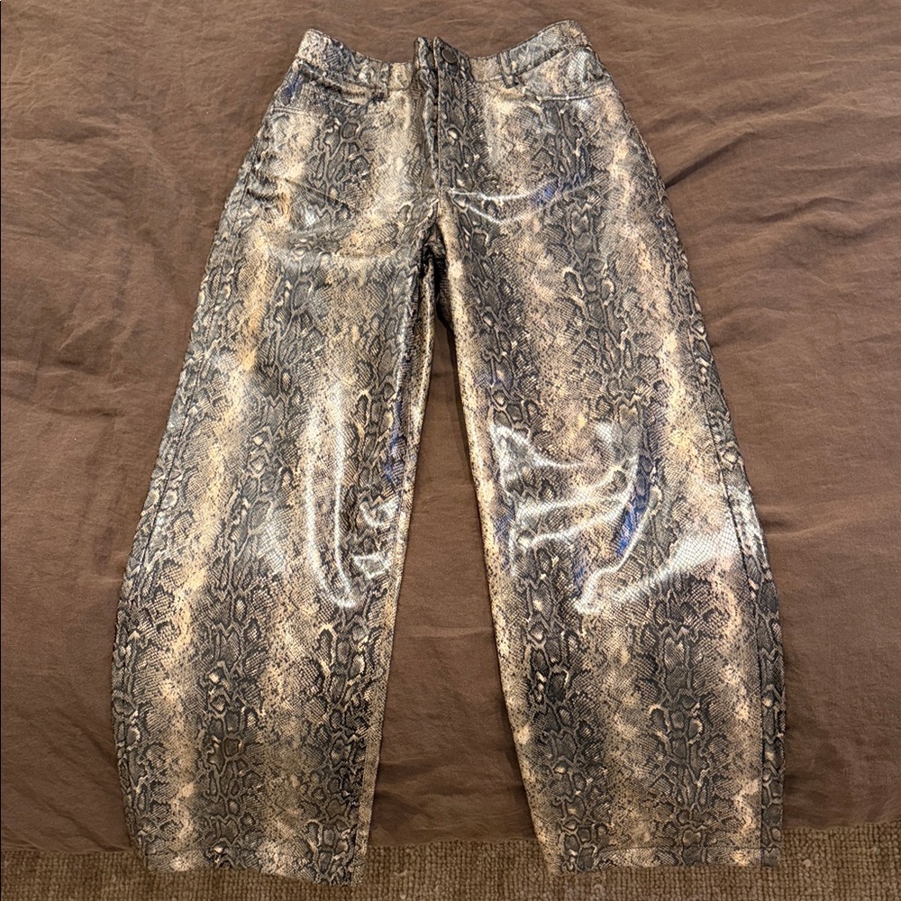 Mango Straight Leg Faux Leather Trousers